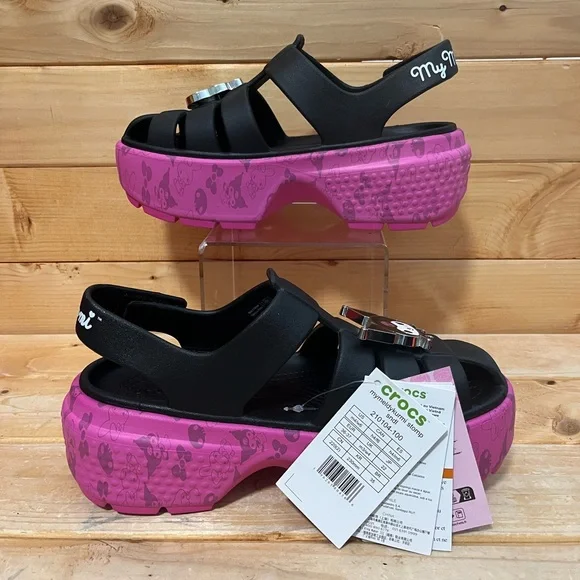 Hello Kitty Kuromi My Melody Stomp Sandals Crocs - Black / Pink - Picture 8 of 13